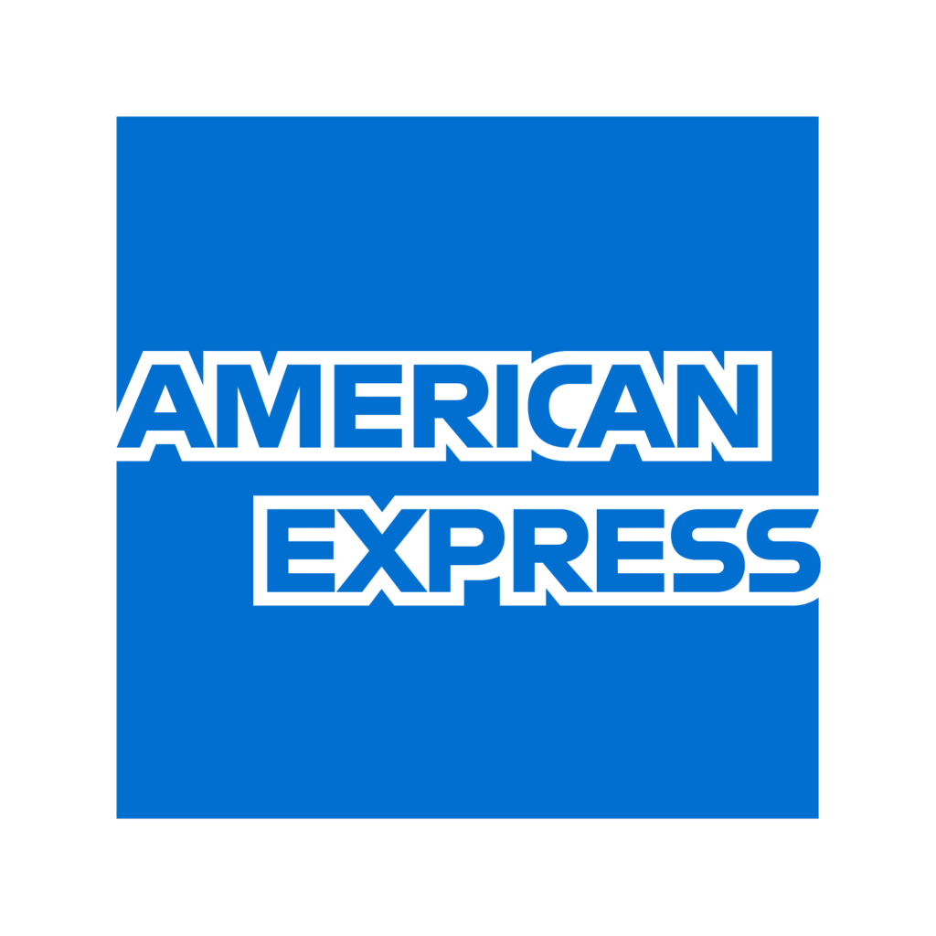 A blue square with the words american express in it.