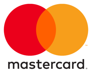 A red and yellow mastercard logo on a black background.